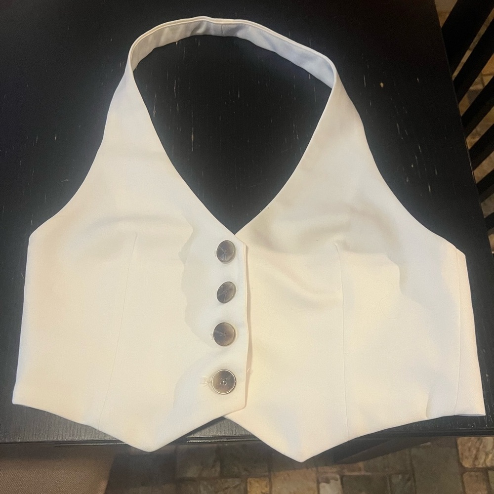 Zara White Halter Vest Top